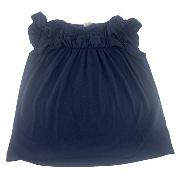 Lularoe Stasha Shirt Womens Large Navy Blue Ruffles Cap Sleeve Casual Stretchy - Picture 1 of 6